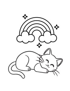 Sleeping cat coloring page printable