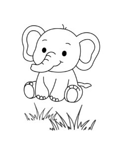 Easy elephant coloring page for toddlers printable