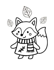 Easy fox coloring page for kids printable