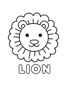 Lion Coloring Page (Face Only + “LION”, Simple Zoo Animal, Free Printable PDF)
