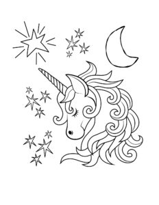 Unicorn with Stars Coloring Page (Free Printable PDF)