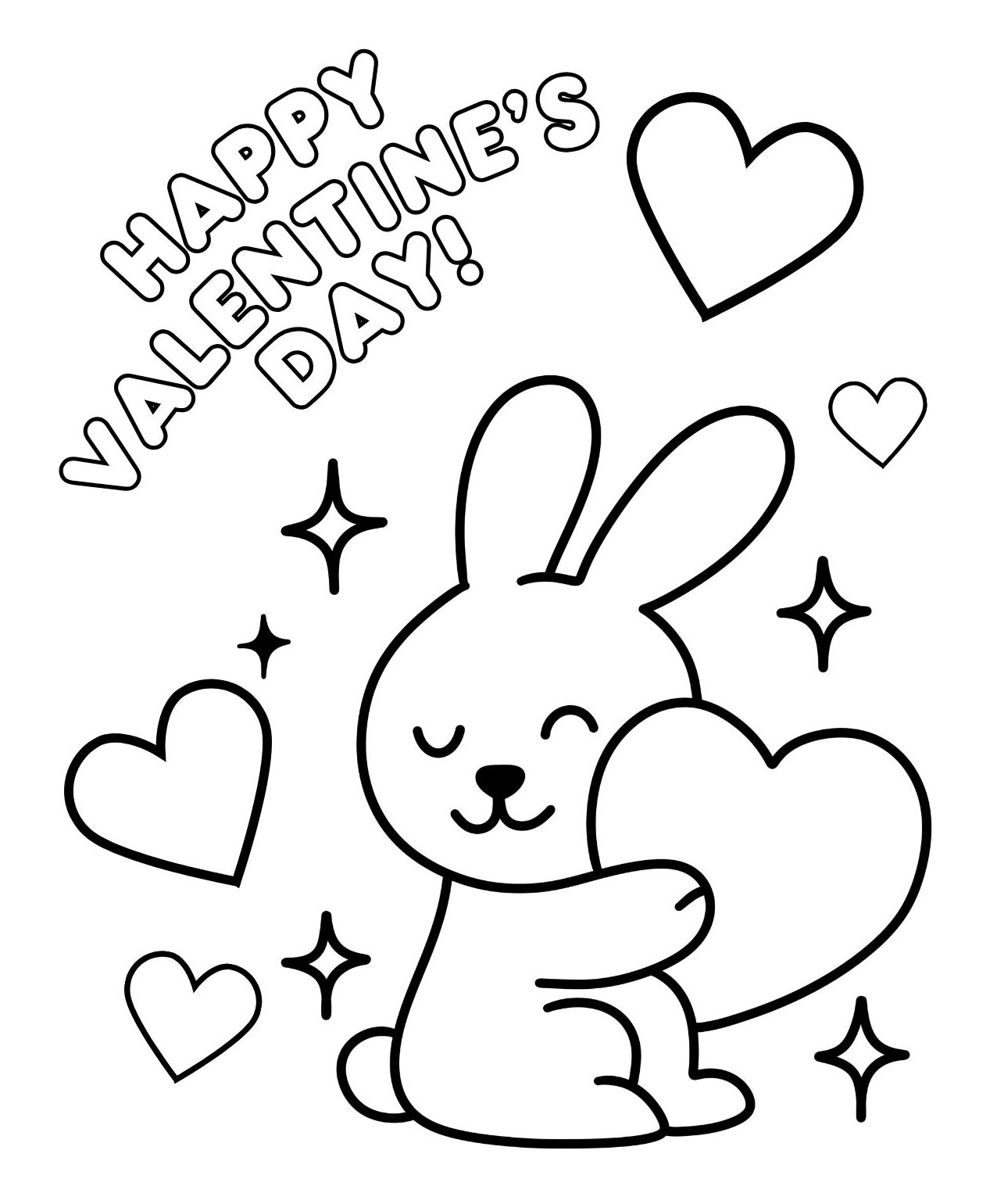 Bunny Holding Heart Coloring Page