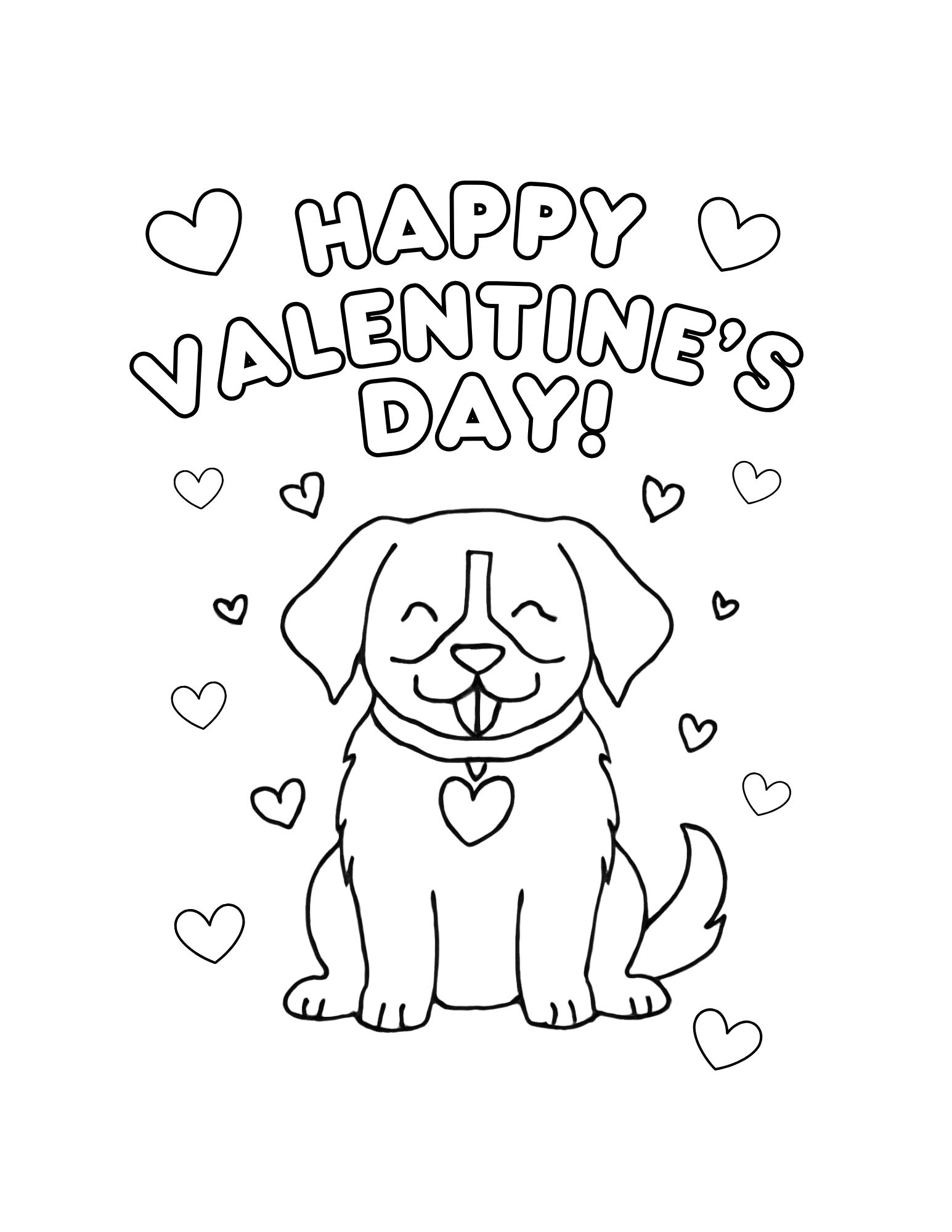 Dog with Heart Collar Coloring Page