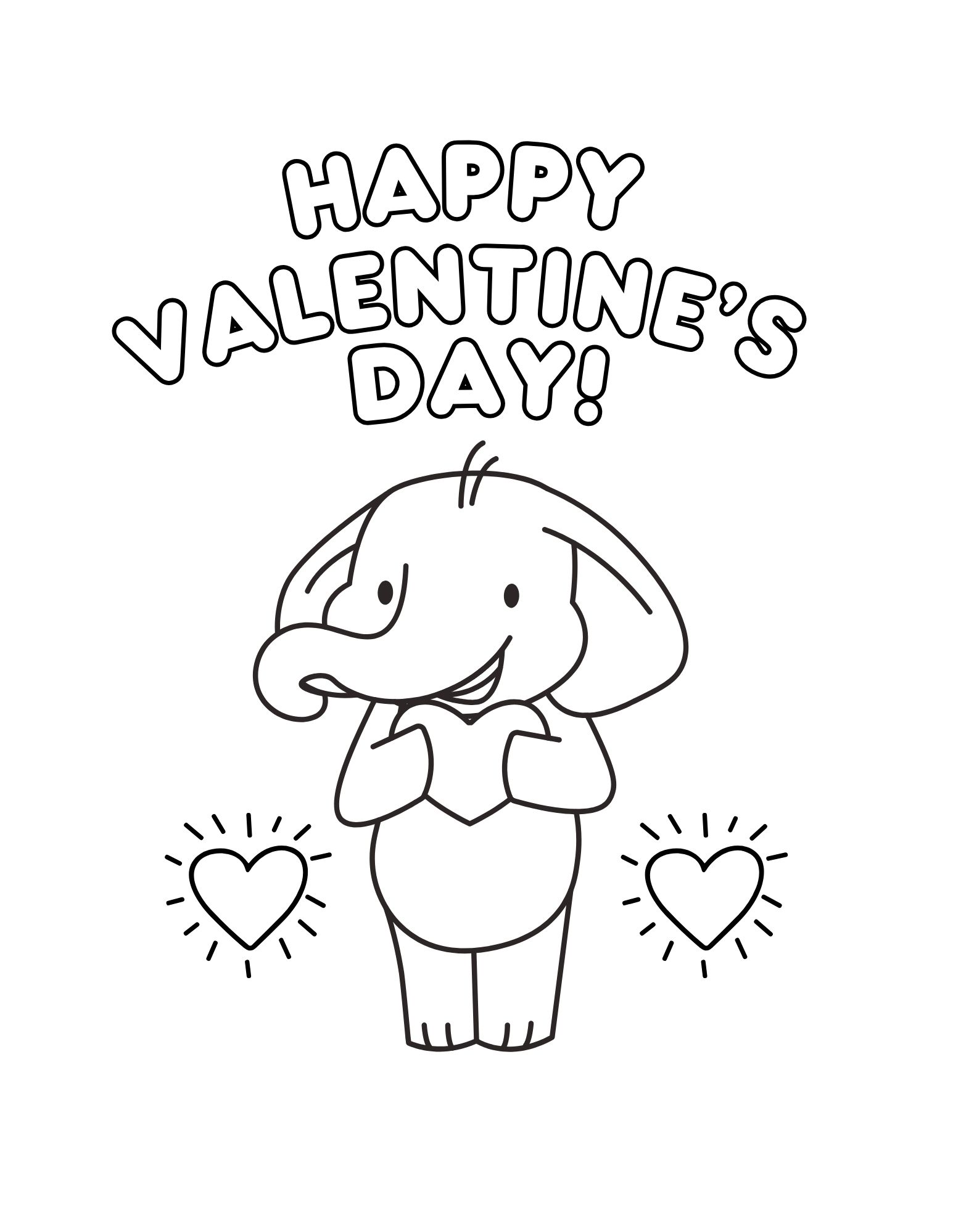 Elephant Holding Heart Coloring Page