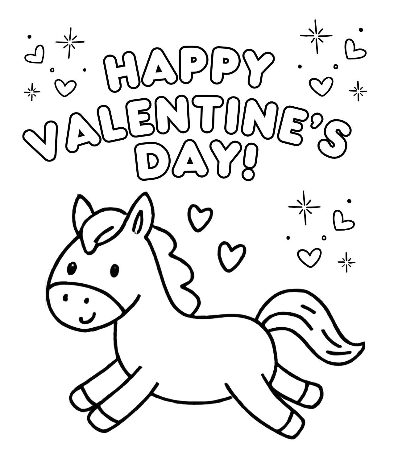 Horse with Hearts Coloring Page