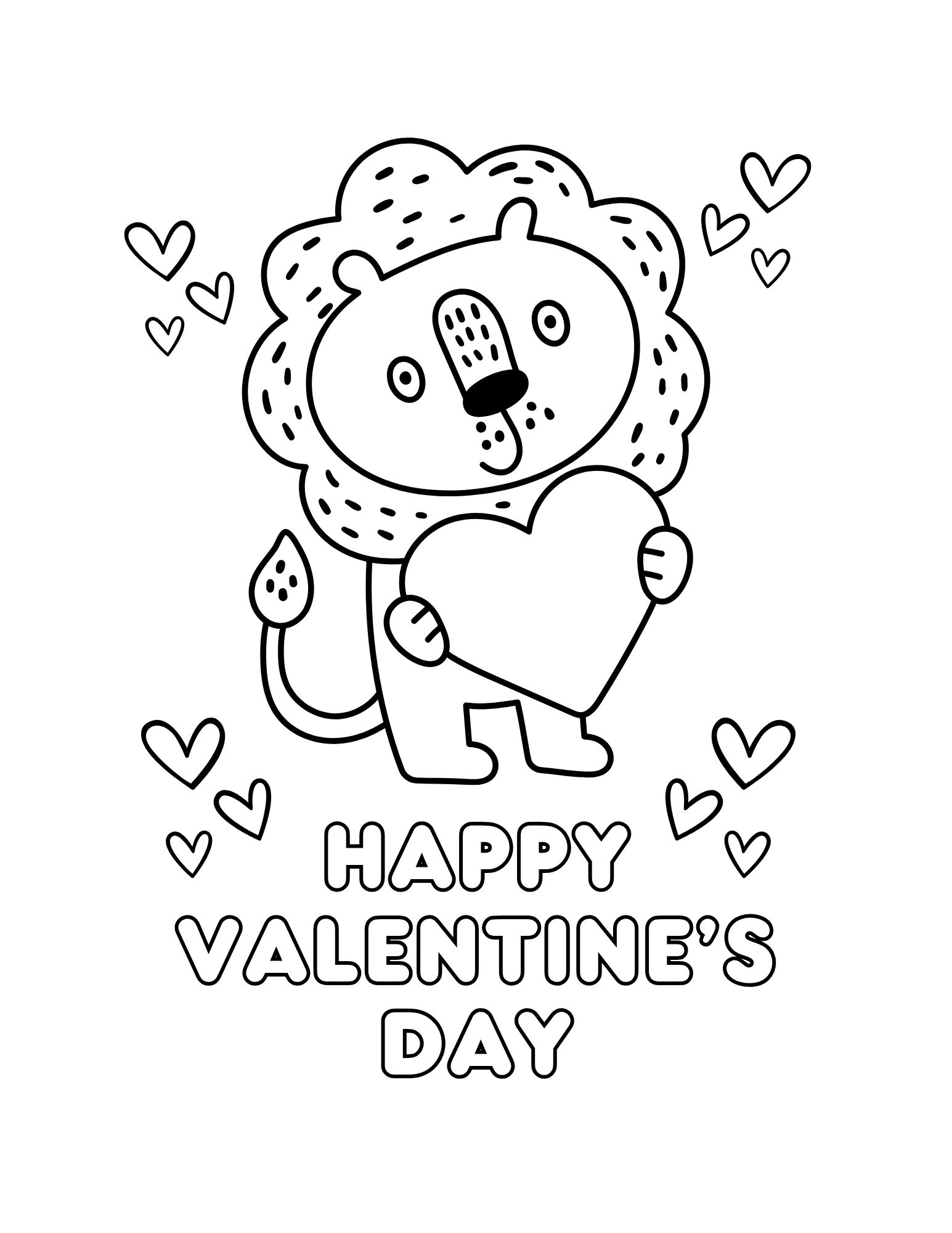 Lion Holding Heart Coloring Page