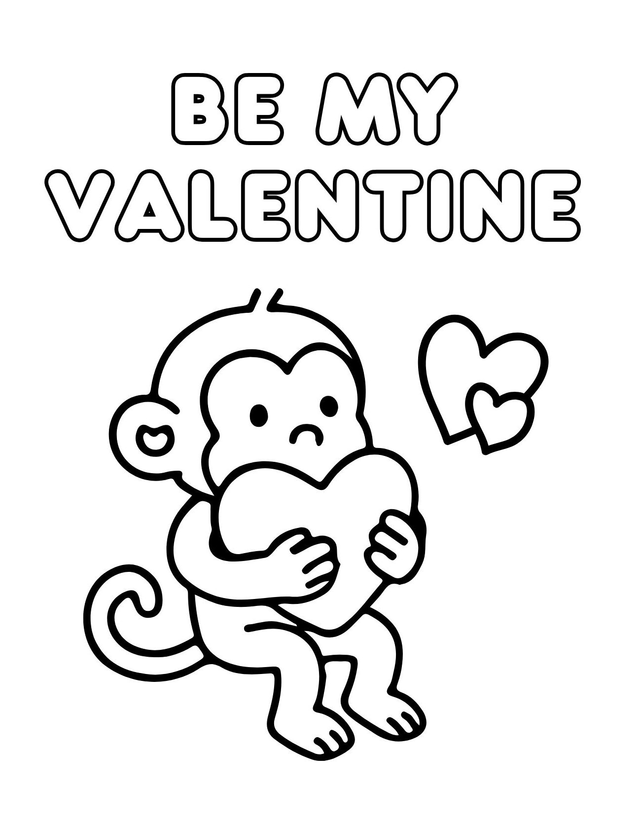 Monkey Holding Heart Coloring Page