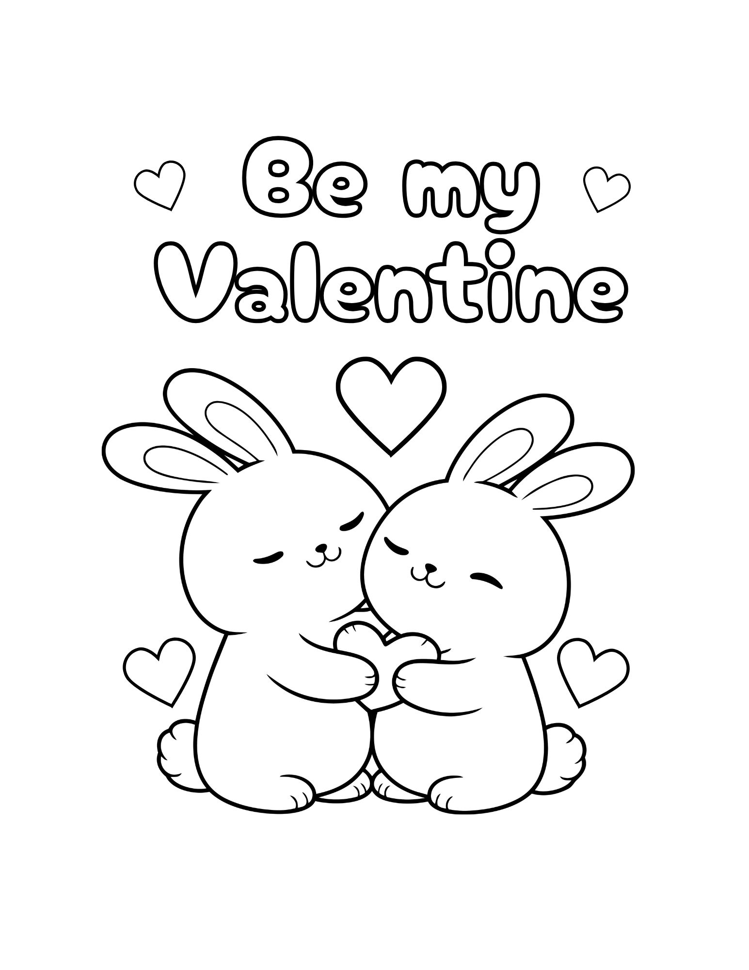 Rabbit Couple Valentine Coloring Page