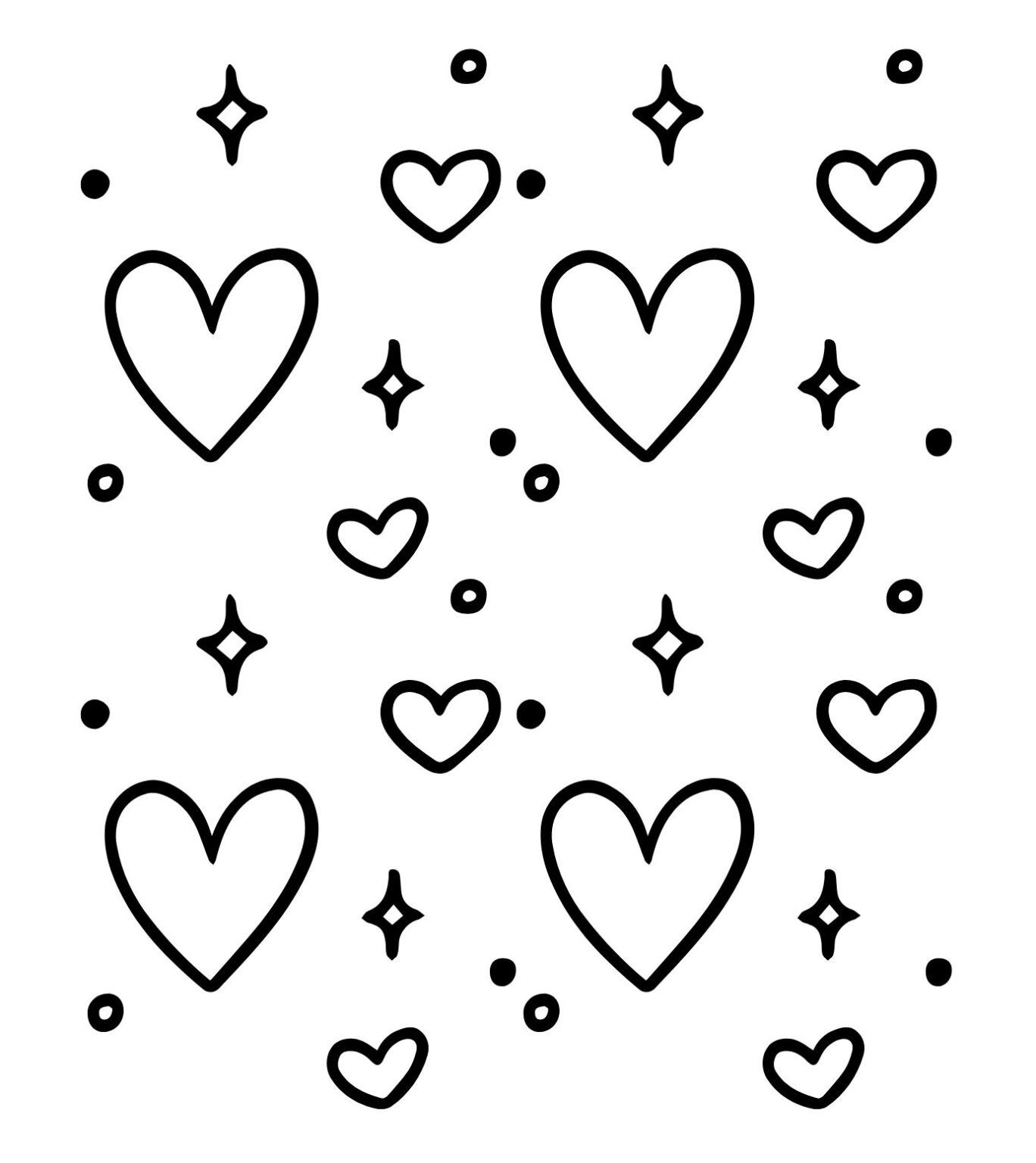 Valentine Pattern Coloring Page with Hearts and Stars (Free Printable
