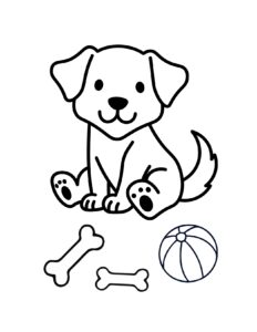 Easy dog coloring page for kids printable