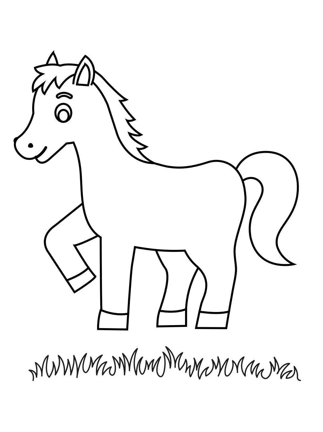 Horse Coloring Page: Walking Horse With Lifted Leg (Free Printable PDF)