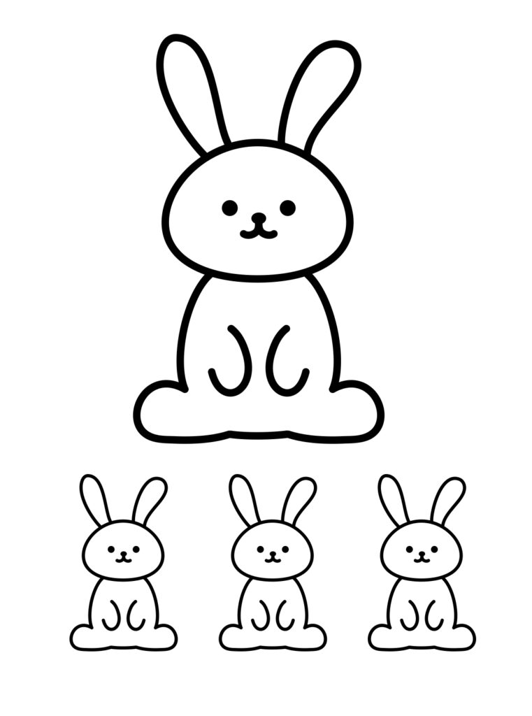 Simple Springting Rabbit Pdf Simple Rabbit Coloring Page with Large and Small Rabbits (Free ...