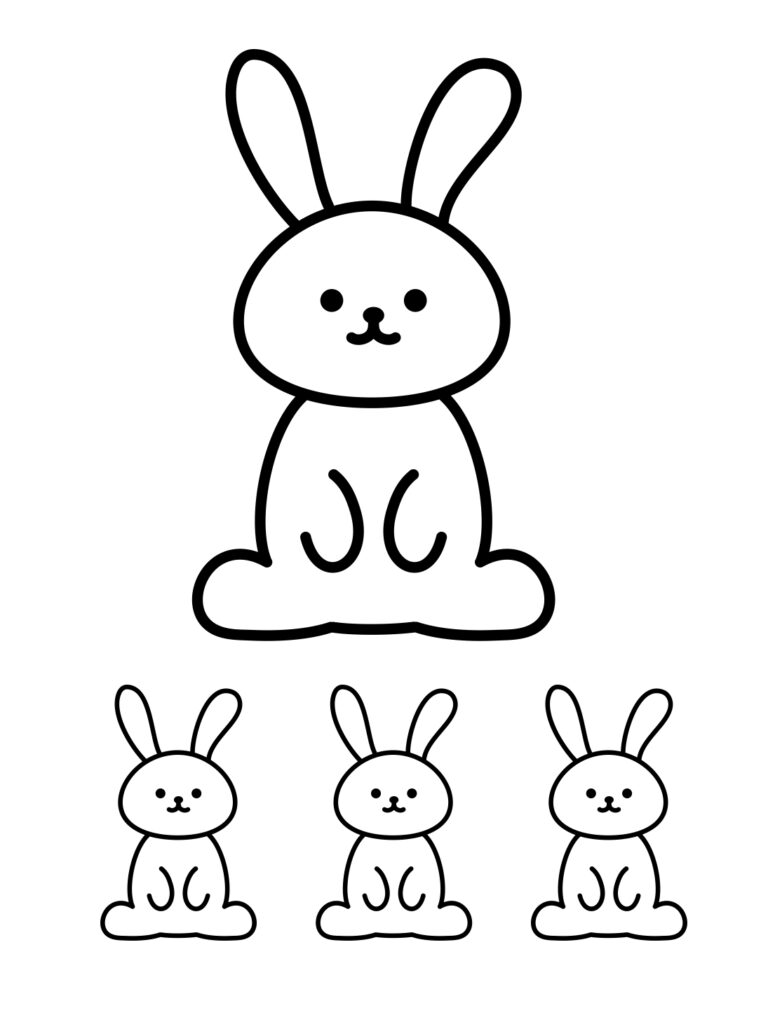Small Rabbit Print Simple Rabbit Coloring Page with Large and Small Rabbits (Free ...