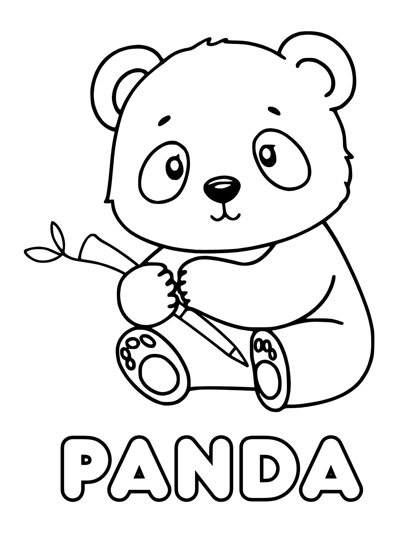 Panda Coloring Page with Word “PANDA” for Early Word Practice (Free Printable PDF)