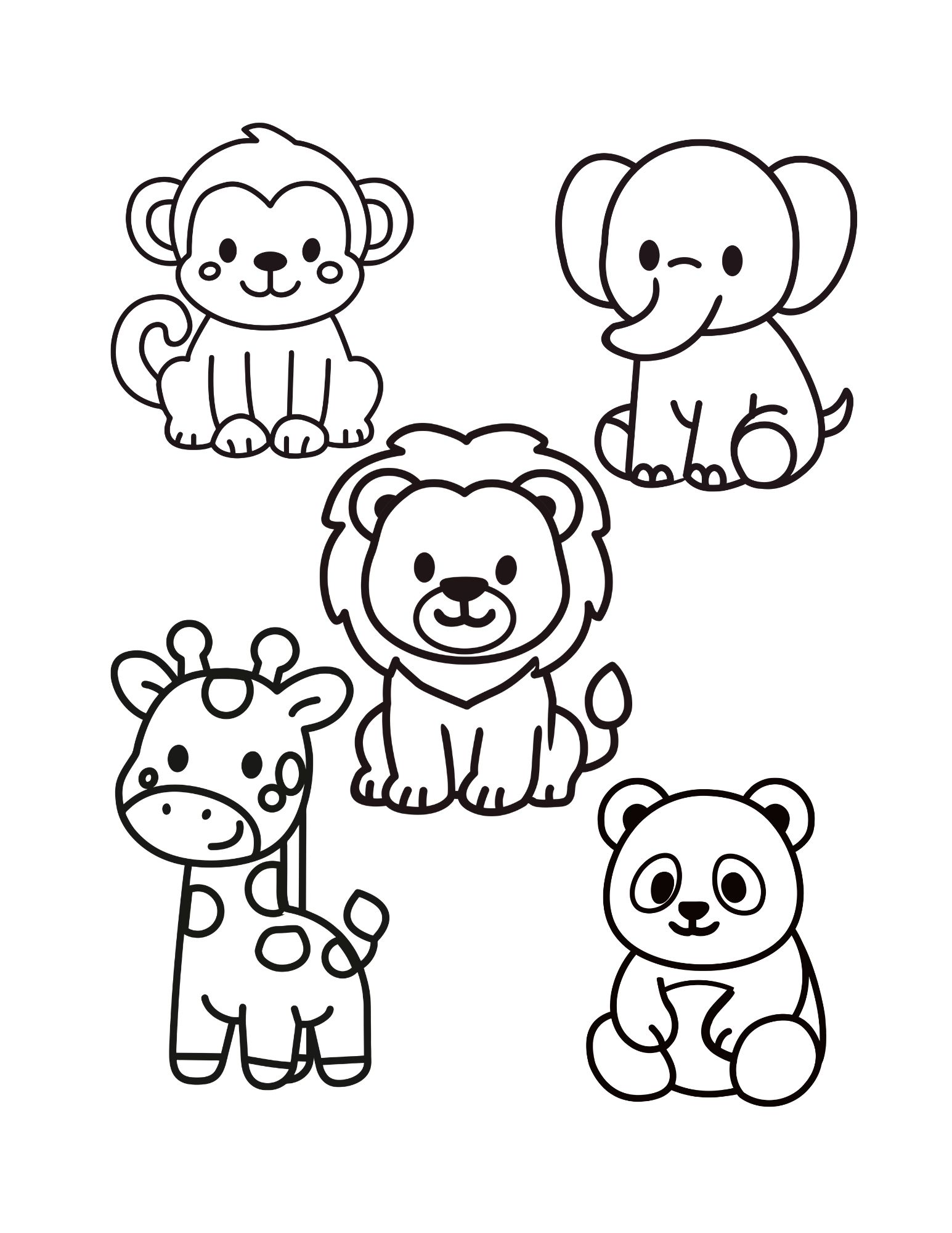 Baby Zoo Animals Coloring Page (Cute & Free PDF)