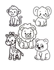 Cute Zoo Animals Coloring Page (Free Printable PDF)