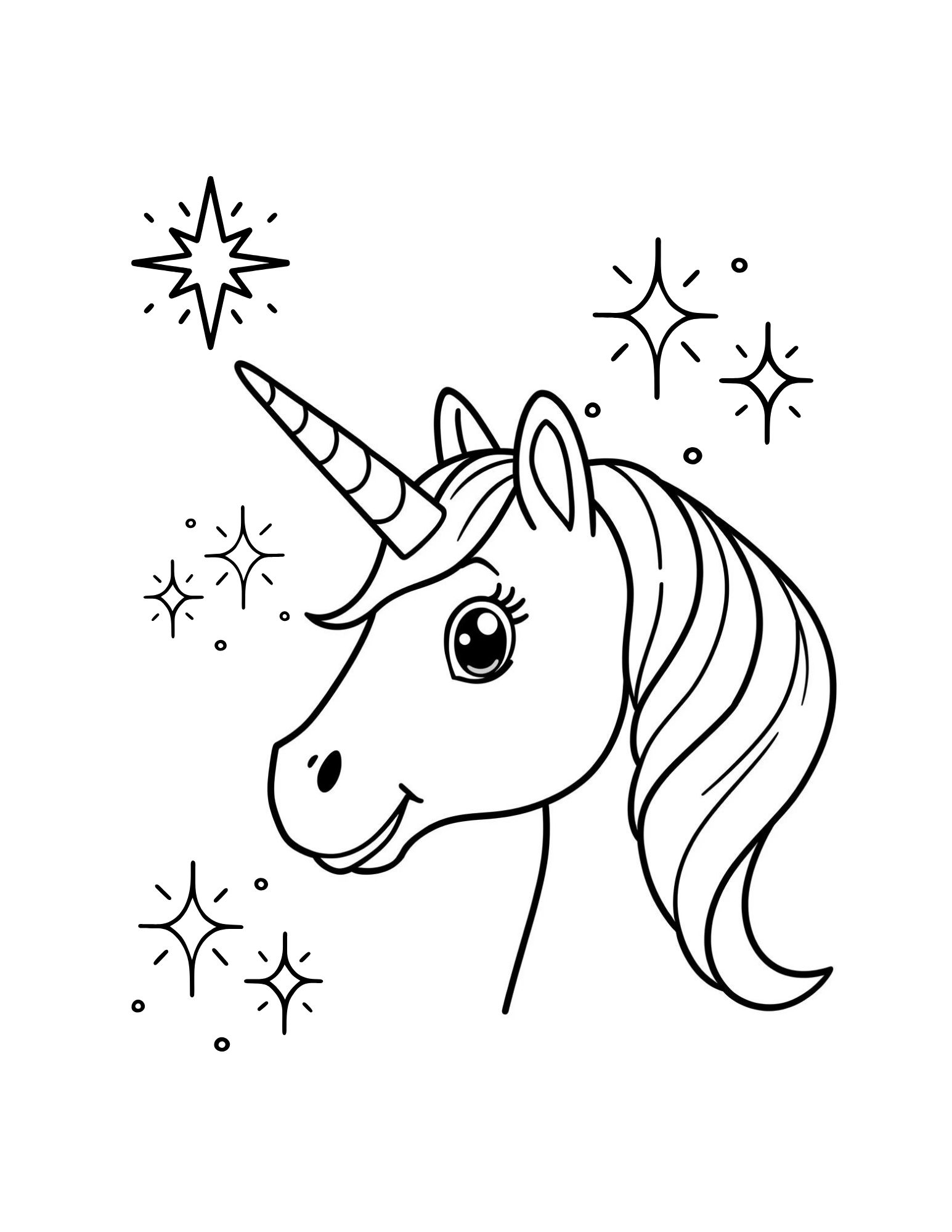 Kawaii Unicorn Coloring Page (Free Printable PDF)