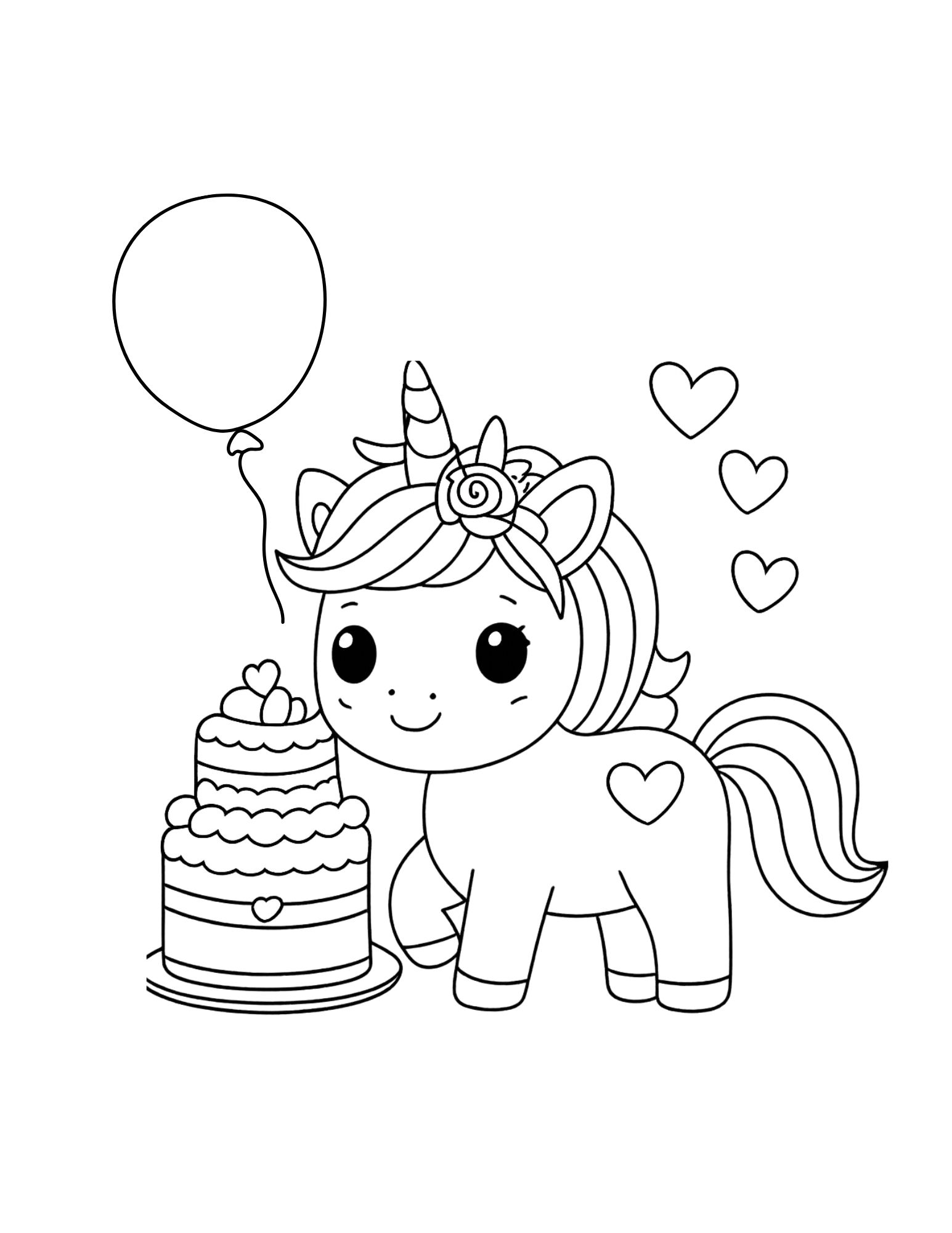 Unicorn Birthday Coloring Page (Free Printable PDF)
